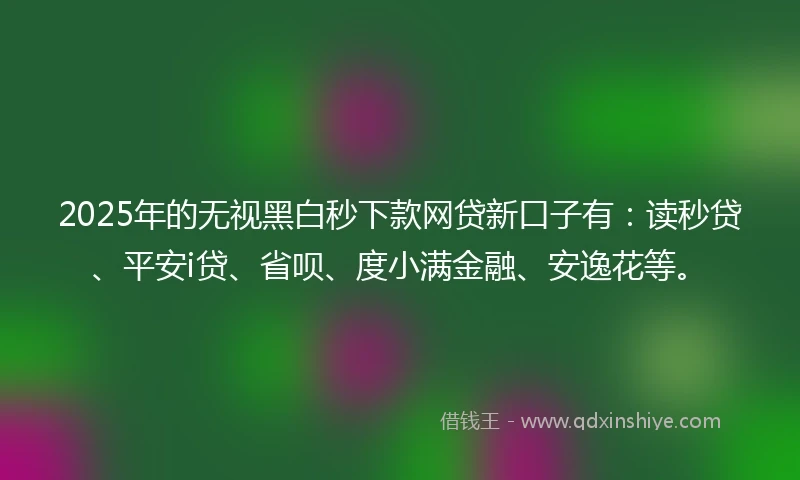 2025年的无视黑白秒下款网贷新口子有：读秒贷、平安i贷、省呗、度小满金融、安逸花等。