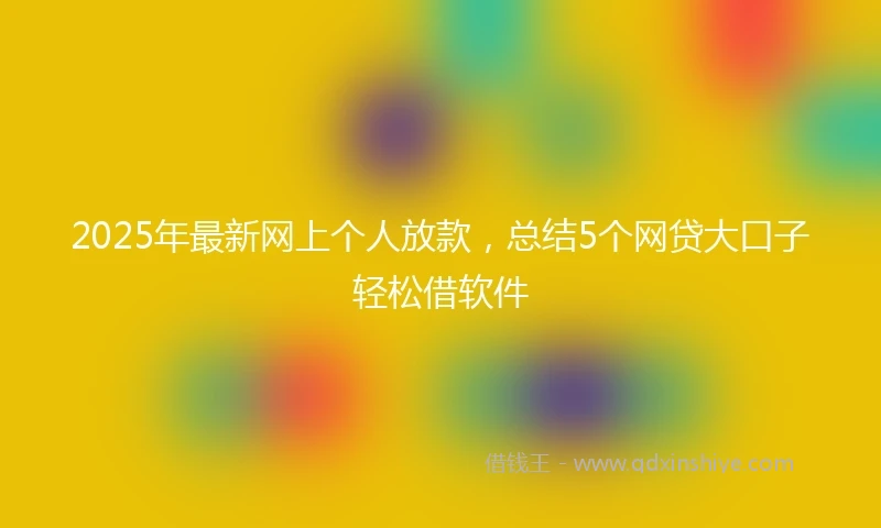 2025年最新网上个人放款，总结5个网贷大口子轻松借软件