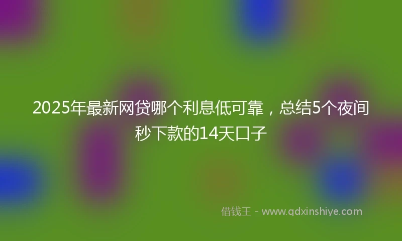 2025年最新网贷哪个利息低可靠，总结5个夜间秒下款的14天口子