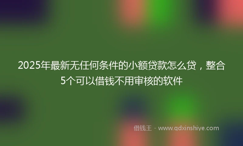 2025年最新无任何条件的小额贷款怎么贷，整合5个可以借钱不用审核的软件