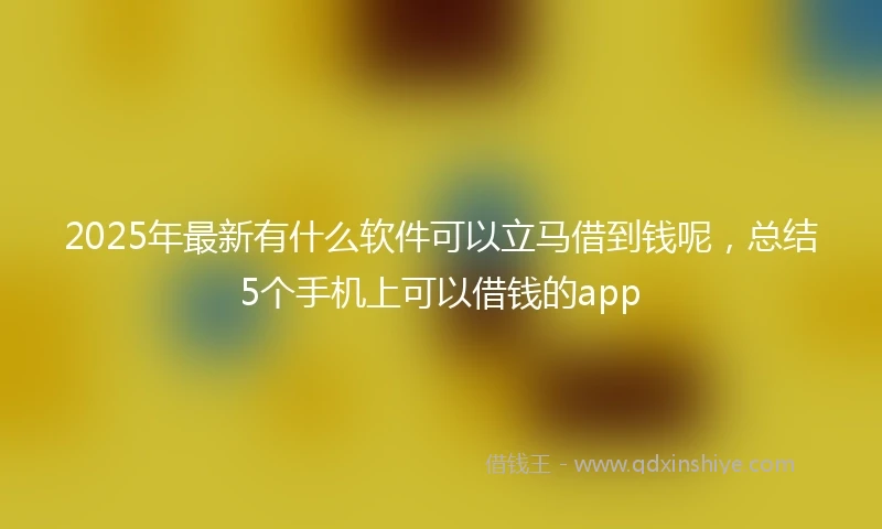 2025年最新有什么软件可以立马借到钱呢，总结5个手机上可以借钱的app
