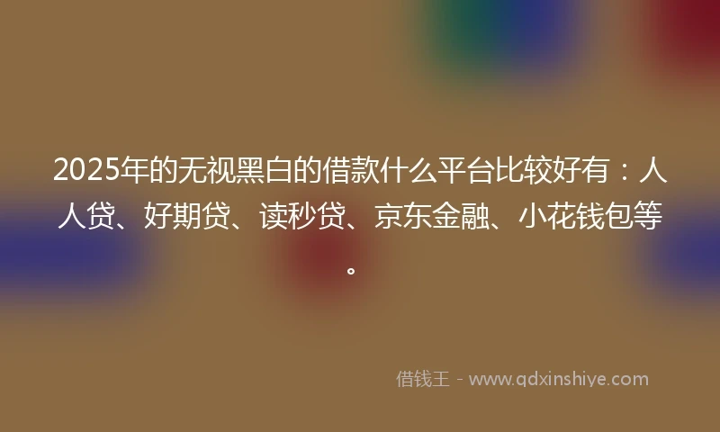 2025年的无视黑白的借款什么平台比较好有：人人贷、好期贷、读秒贷、京东金融、小花钱包等。
