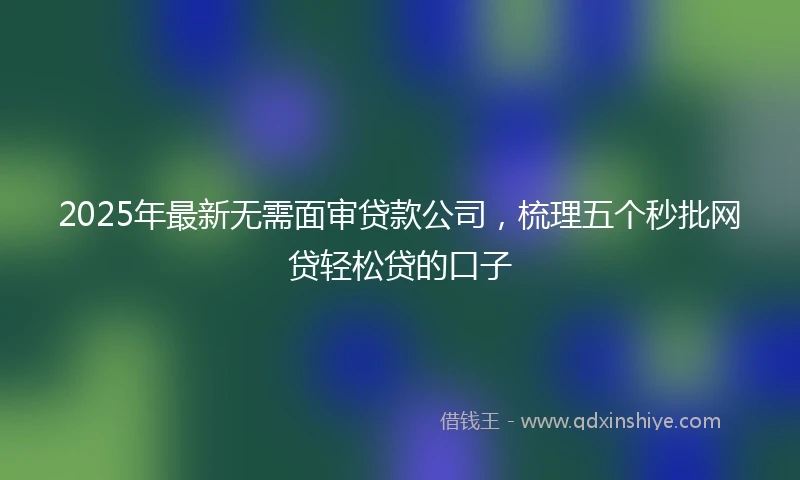 2025年最新无需面审贷款公司，梳理五个秒批网贷轻松贷的口子