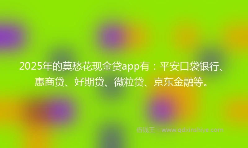 2025年的莫愁花现金贷app有：平安口袋银行、惠商贷、好期贷、微粒贷、京东金融等。
