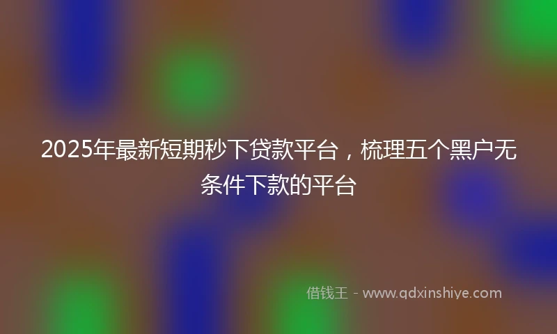 2025年最新短期秒下贷款平台，梳理五个黑户无条件下款的平台