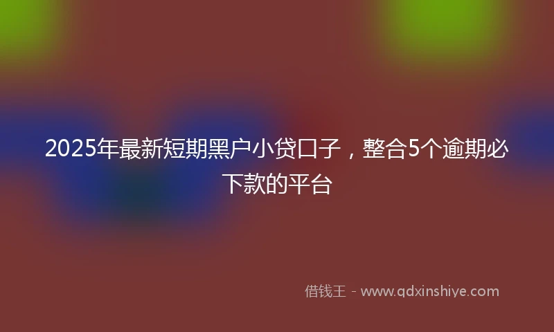 2025年最新短期黑户小贷口子，整合5个逾期必下款的平台