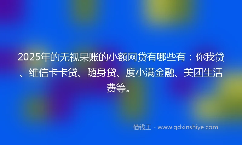 2025年的无视呆账的小额网贷有哪些有：你我贷、维信卡卡贷、随身贷、度小满金融、美团生活费等。