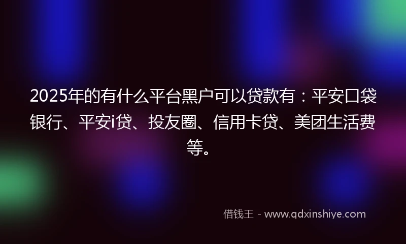2025年的有什么平台黑户可以贷款有：平安口袋银行、平安i贷、投友圈、信用卡贷、美团生活费等。