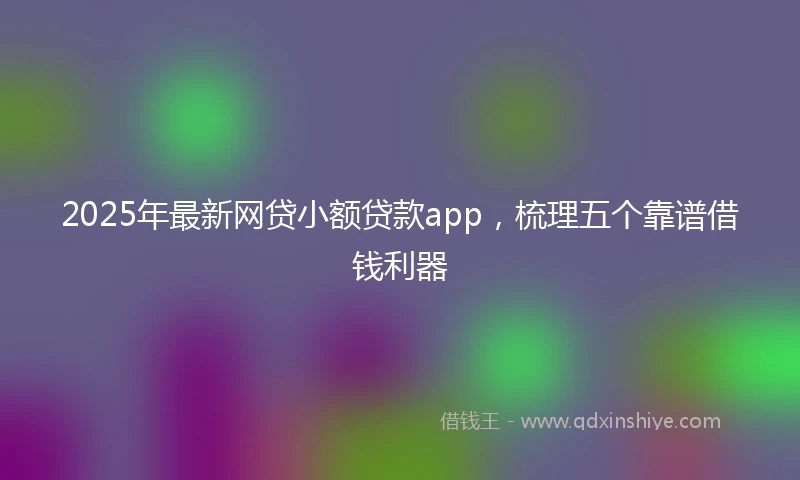 2025年最新网贷小额贷款app，梳理五个靠谱借钱利器