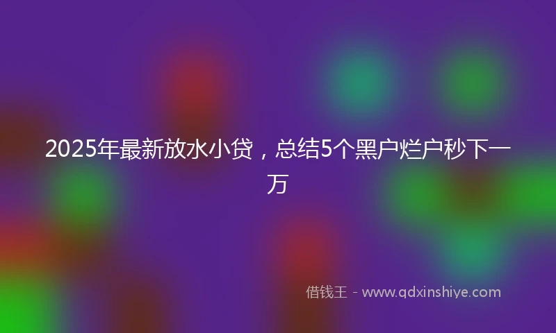 2025年最新放水小贷，总结5个黑户烂户秒下一万