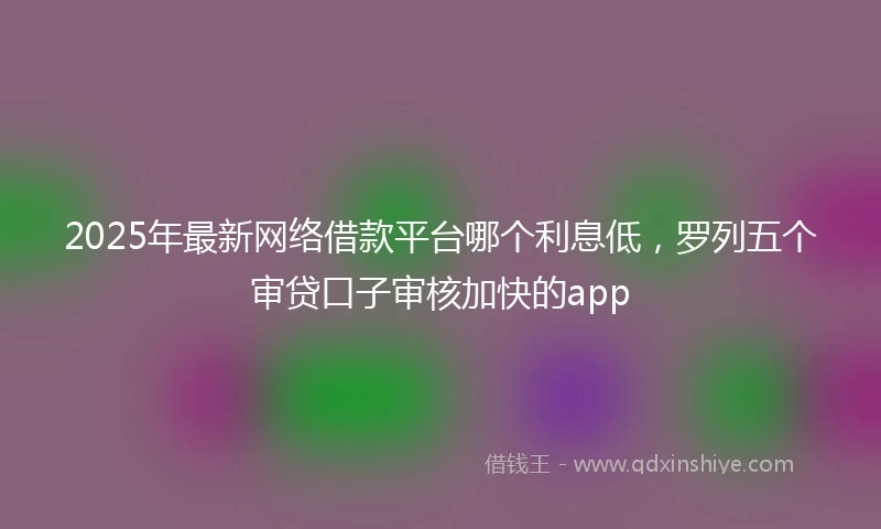2025年最新网络借款平台哪个利息低，罗列五个审贷口子审核加快的app