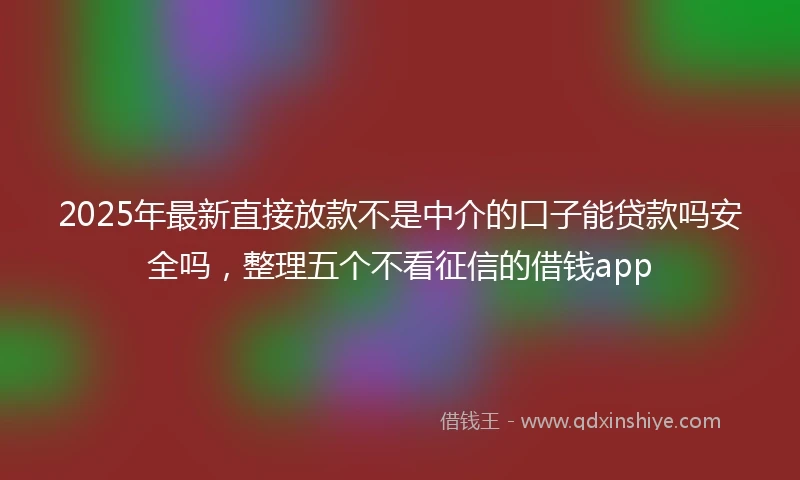 2025年最新直接放款不是中介的口子能贷款吗安全吗，整理五个不看征信的借钱app