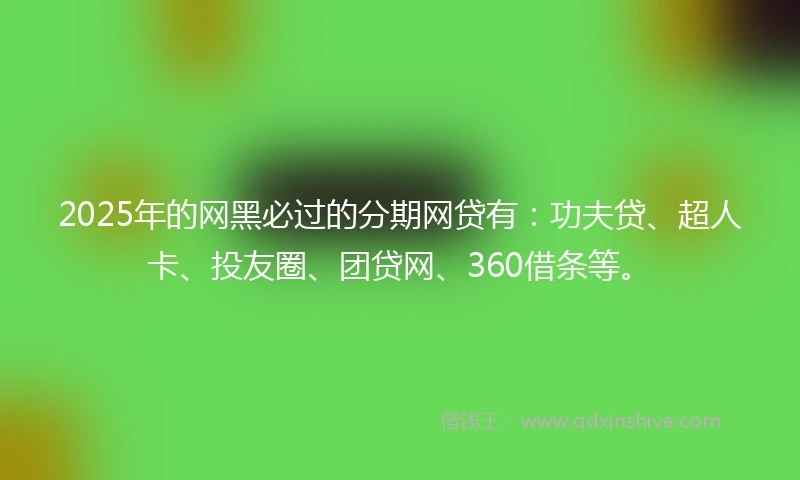 2025年的网黑必过的分期网贷有：功夫贷、超人卡、投友圈、团贷网、360借条等。