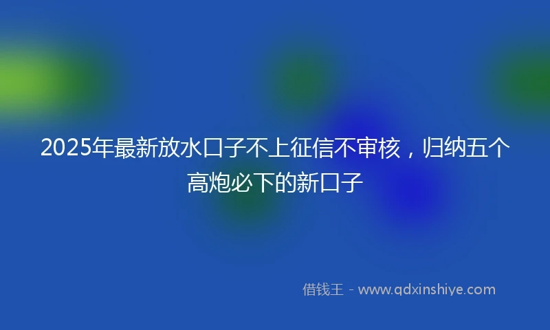 2025年最新放水口子不上征信不审核，归纳五个高炮必下的新口子