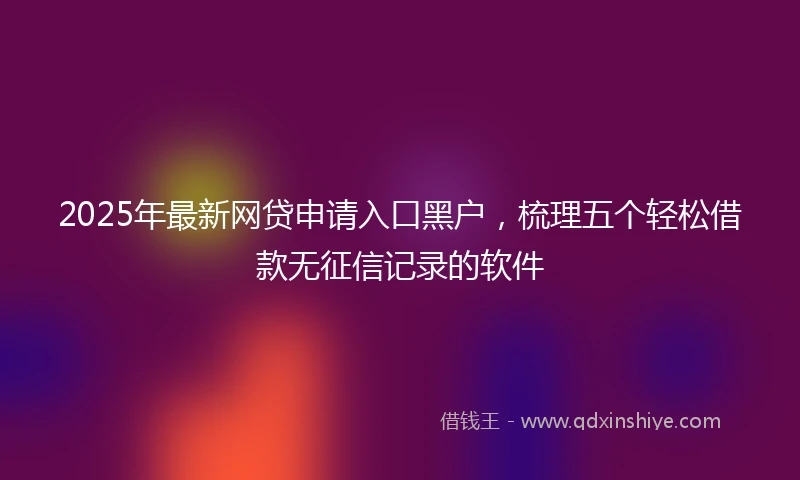 2025年最新网贷申请入口黑户，梳理五个轻松借款无征信记录的软件