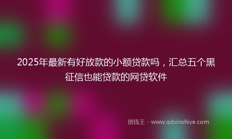 2025年最新有好放款的小额贷款吗，汇总五个黑征信也能贷款的网贷软件