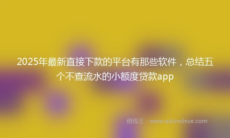2025年最新直接下款的平台有那些软件，总结五个不查流水的小额度贷款app