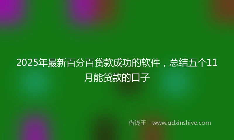 2025年最新百分百贷款成功的软件，总结五个11月能贷款的口子
