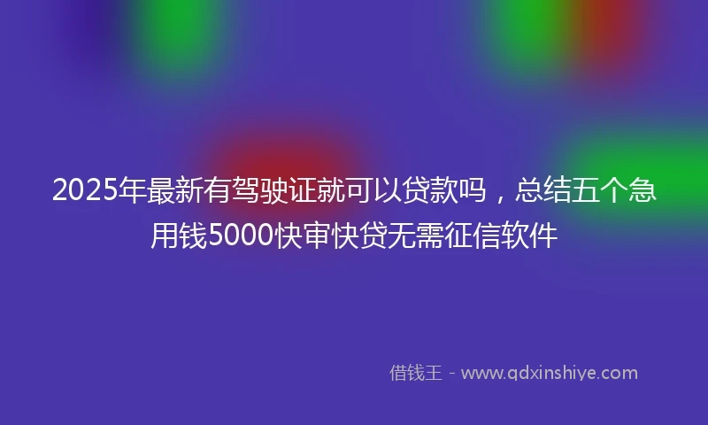 2025年最新有驾驶证就可以贷款吗，总结五个急用钱5000快审快贷无需征信软件