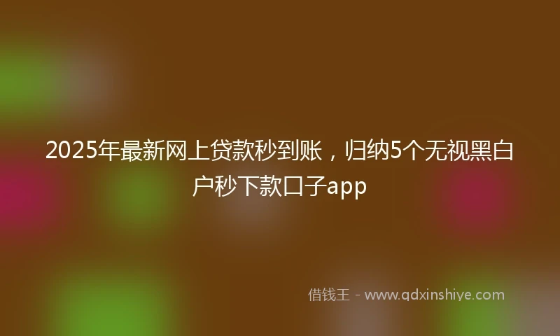 2025年最新网上贷款秒到账，归纳5个无视黑白户秒下款口子app