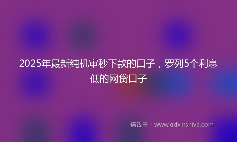 2025年最新纯机审秒下款的口子，罗列5个利息低的网贷口子