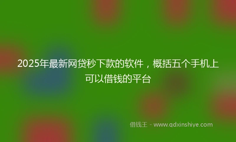 2025年最新网贷秒下款的软件，概括五个手机上可以借钱的平台