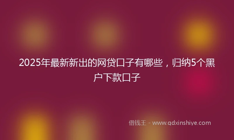 2025年最新新出的网贷口子有哪些，归纳5个黑户下款口子