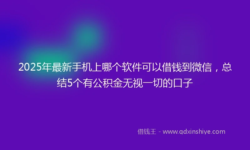 2025年最新手机上哪个软件可以借钱到微信，总结5个有公积金无视一切的口子