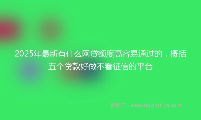 2025年最新有什么网贷额度高容易通过的，概括五个贷款好做不看征信的平台