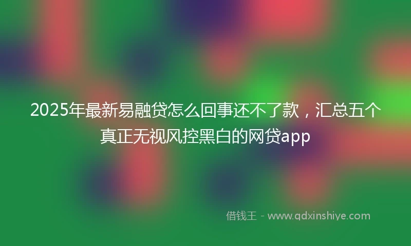 2025年最新易融贷怎么回事还不了款，汇总五个真正无视风控黑白的网贷app