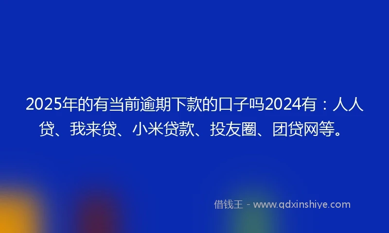 2025年的有当前逾期下款的口子吗2024有：人人贷、我来贷、小米贷款、投友圈、团贷网等。