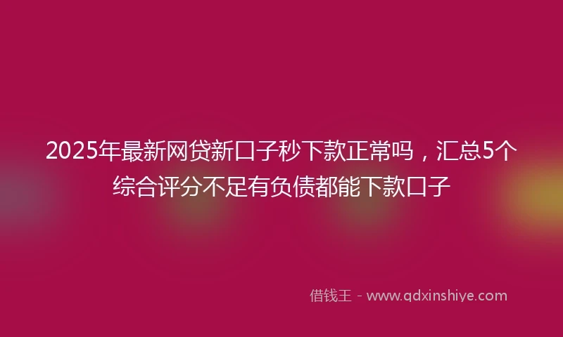 2025年最新网贷新口子秒下款正常吗，汇总5个综合评分不足有负债都能下款口子