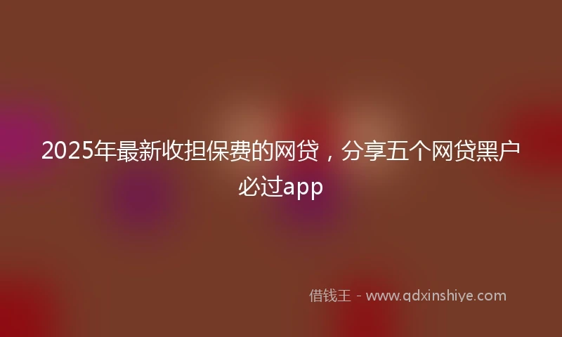 2025年最新收担保费的网贷，分享五个网贷黑户必过app