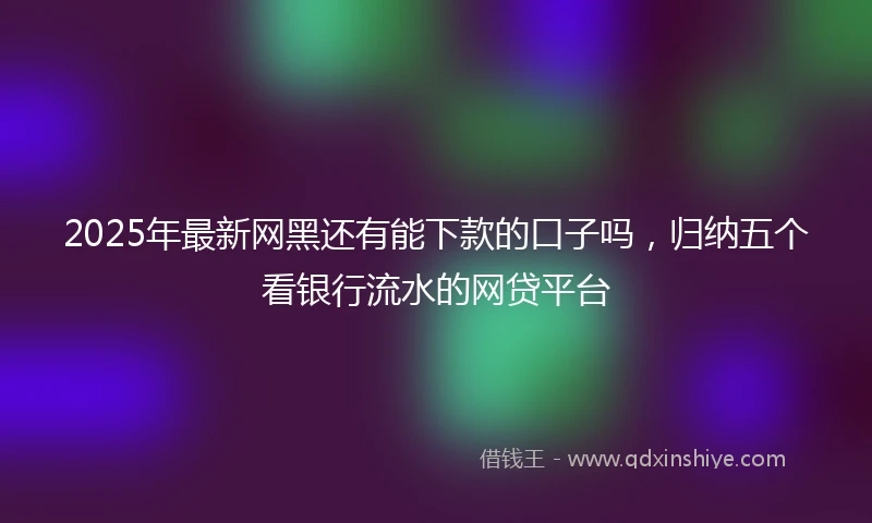 2025年最新网黑还有能下款的口子吗，归纳五个看银行流水的网贷平台