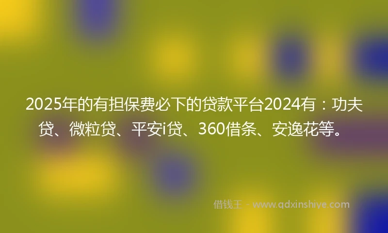 2025年的有担保费必下的贷款平台2024有：功夫贷、微粒贷、平安i贷、360借条、安逸花等。