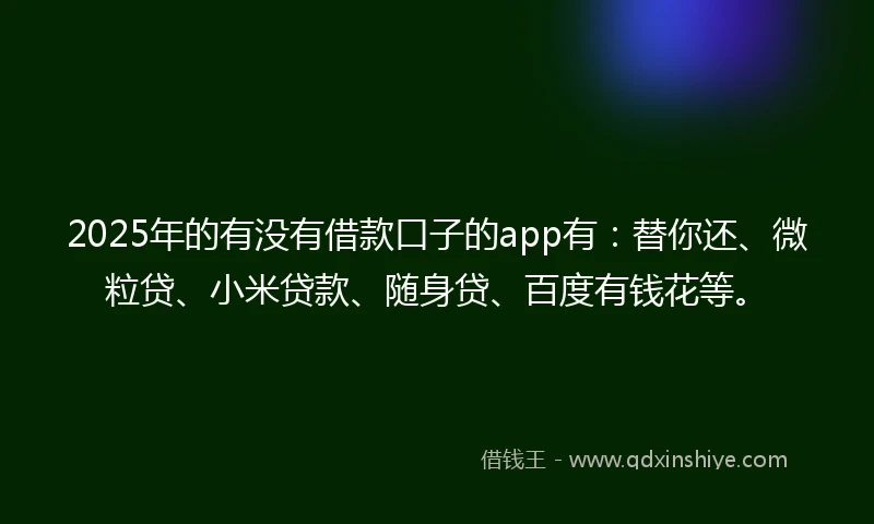 2025年的有没有借款口子的app有：替你还、微粒贷、小米贷款、随身贷、百度有钱花等。