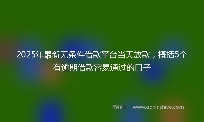 2025年最新无条件借款平台当天放款，概括5个有逾期借款容易通过的口子