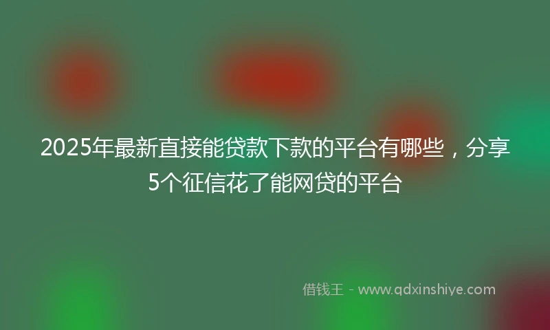 2025年最新直接能贷款下款的平台有哪些，分享5个征信花了能网贷的平台