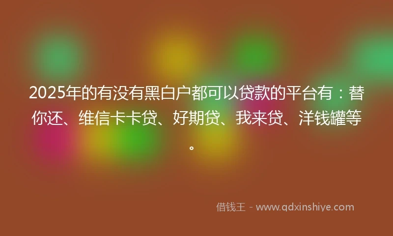 2025年的有没有黑白户都可以贷款的平台有：替你还、维信卡卡贷、好期贷、我来贷、洋钱罐等。