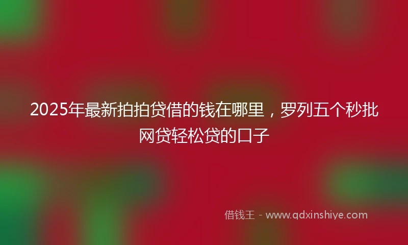 2025年最新拍拍贷借的钱在哪里，罗列五个秒批网贷轻松贷的口子