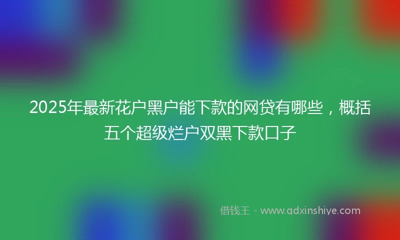 2025年最新花户黑户能下款的网贷有哪些，概括五个超级烂户双黑下款口子