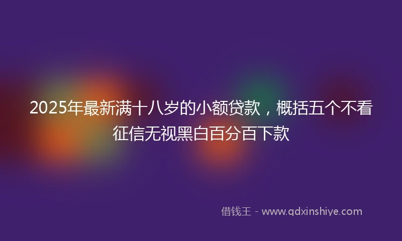 2025年最新满十八岁的小额贷款，概括五个不看征信无视黑白百分百下款