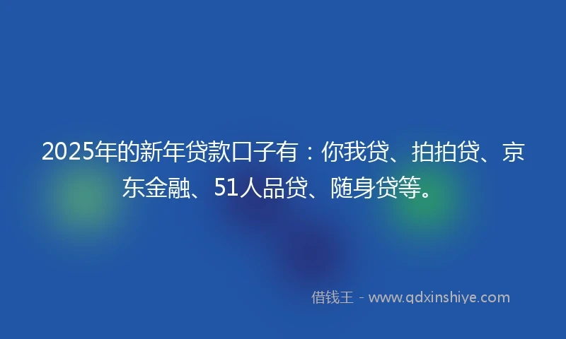2025年的新年贷款口子有：你我贷、拍拍贷、京东金融、51人品贷、随身贷等。