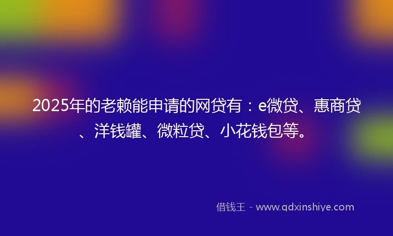 2025年的老赖能申请的网贷有：e微贷、惠商贷、洋钱罐、微粒贷、小花钱包等。