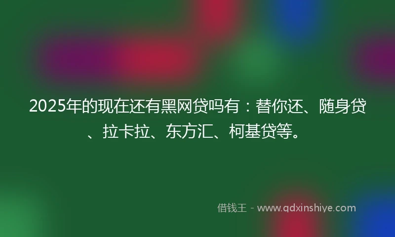 2025年的现在还有黑网贷吗有：替你还、随身贷、拉卡拉、东方汇、柯基贷等。