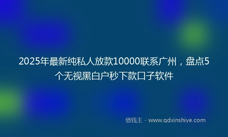 2025年最新纯私人放款10000联系广州，盘点5个无视黑白户秒下款口子软件