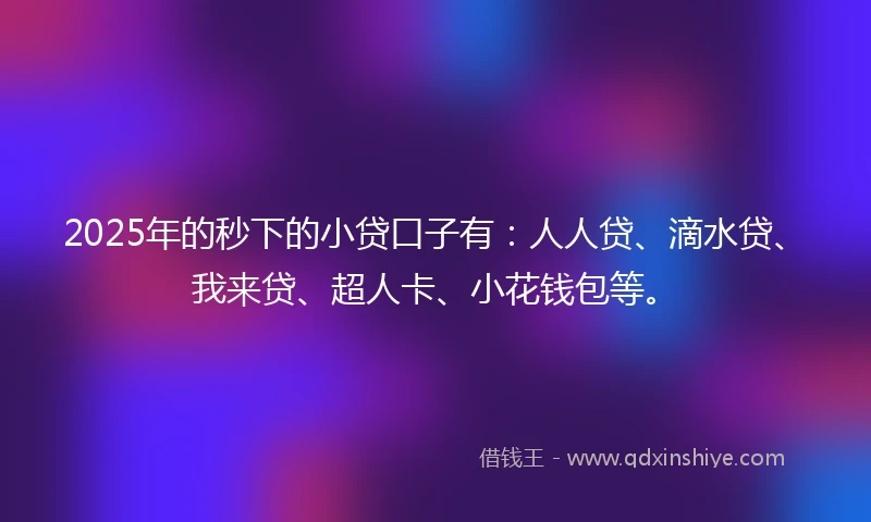 2025年的秒下的小贷口子有：人人贷、滴水贷、我来贷、超人卡、小花钱包等。