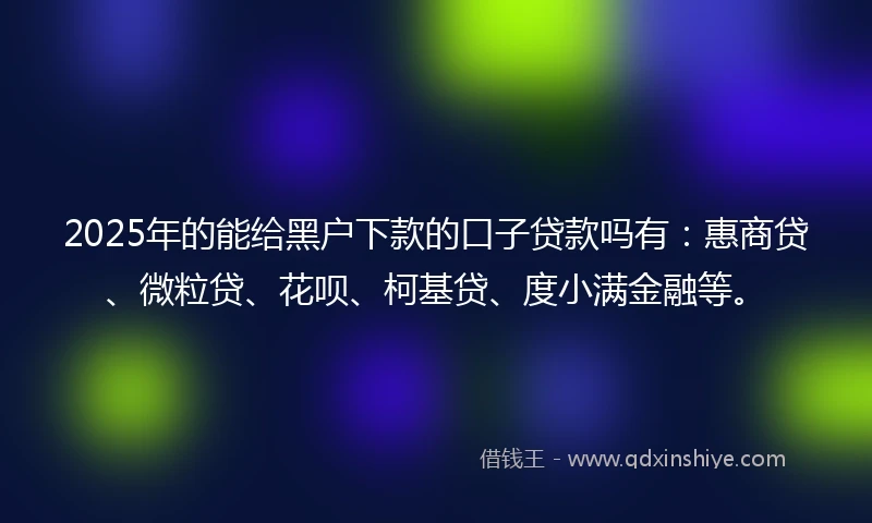 2025年的能给黑户下款的口子贷款吗有：惠商贷、微粒贷、花呗、柯基贷、度小满金融等。