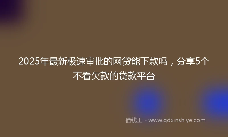 2025年最新极速审批的网贷能下款吗，分享5个不看欠款的贷款平台