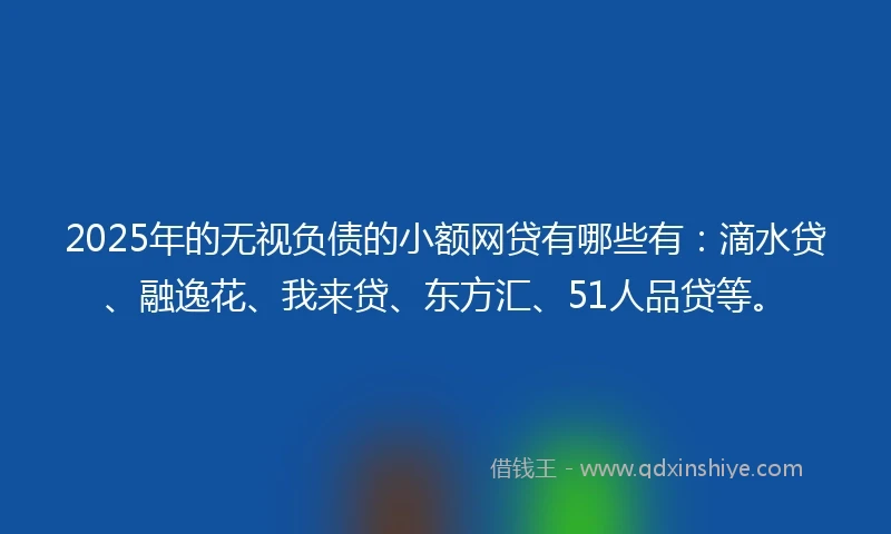 2025年的无视负债的小额网贷有哪些有：滴水贷、融逸花、我来贷、东方汇、51人品贷等。